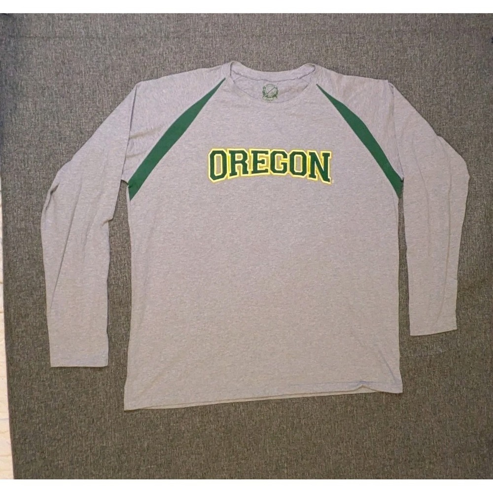 Oregon Ducks Long Sleeve Embroidered Shirt University Men's Size XL Gray NCAA